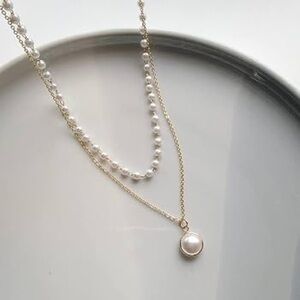 Pearl Choker Necklace Pearl Layered Pendant Necklace